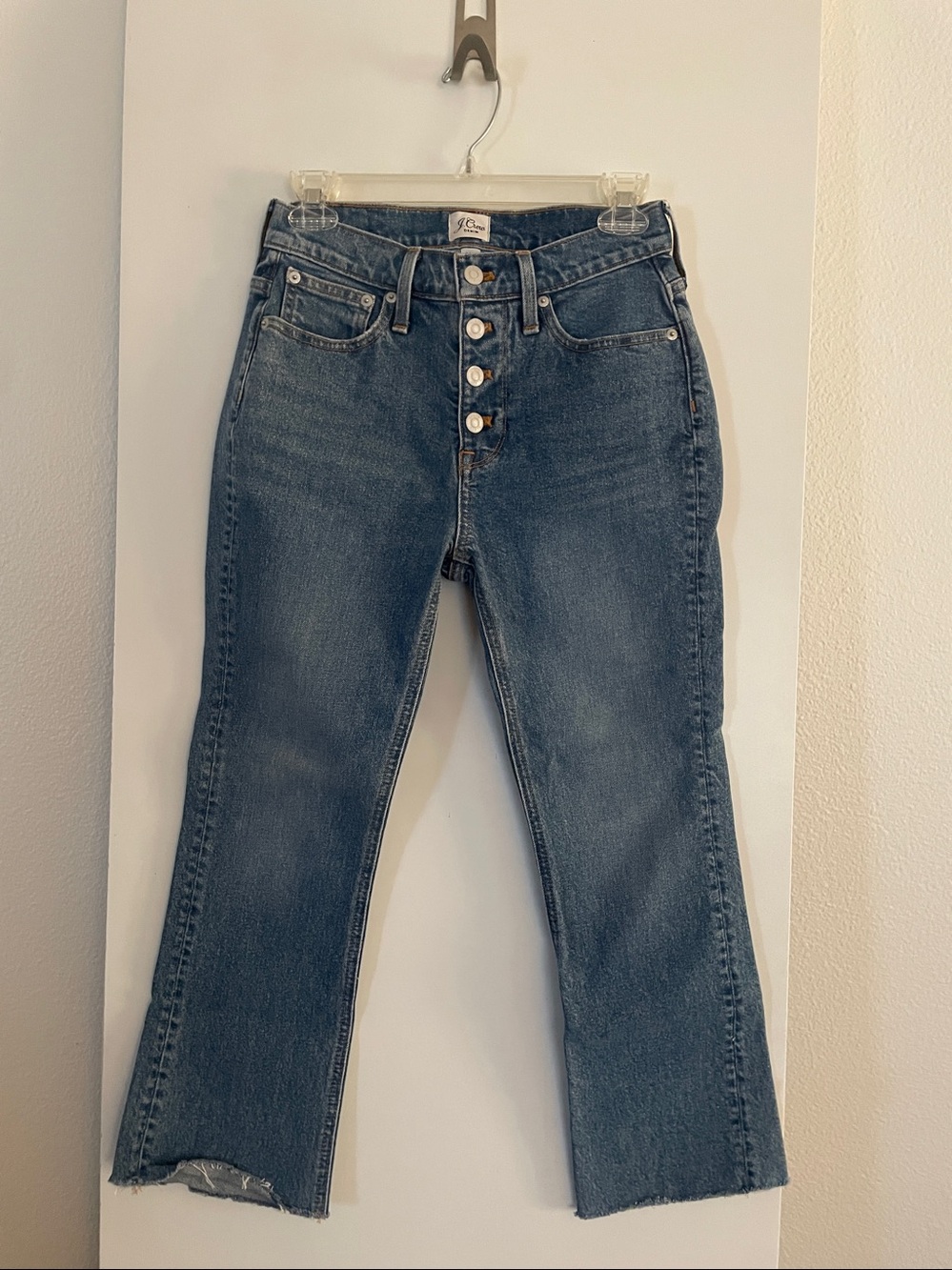 J Crew-Cotton High Rise Billie Demi-Boot Cropped Short Denim Jeans Pants